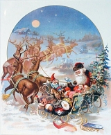1895 Illustration of Santa & Sleigh
